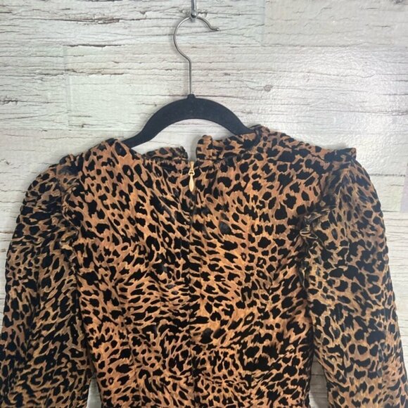 Lavish Alice long sleeve leopard print dress black brown size 2 - Picture 7 of 9